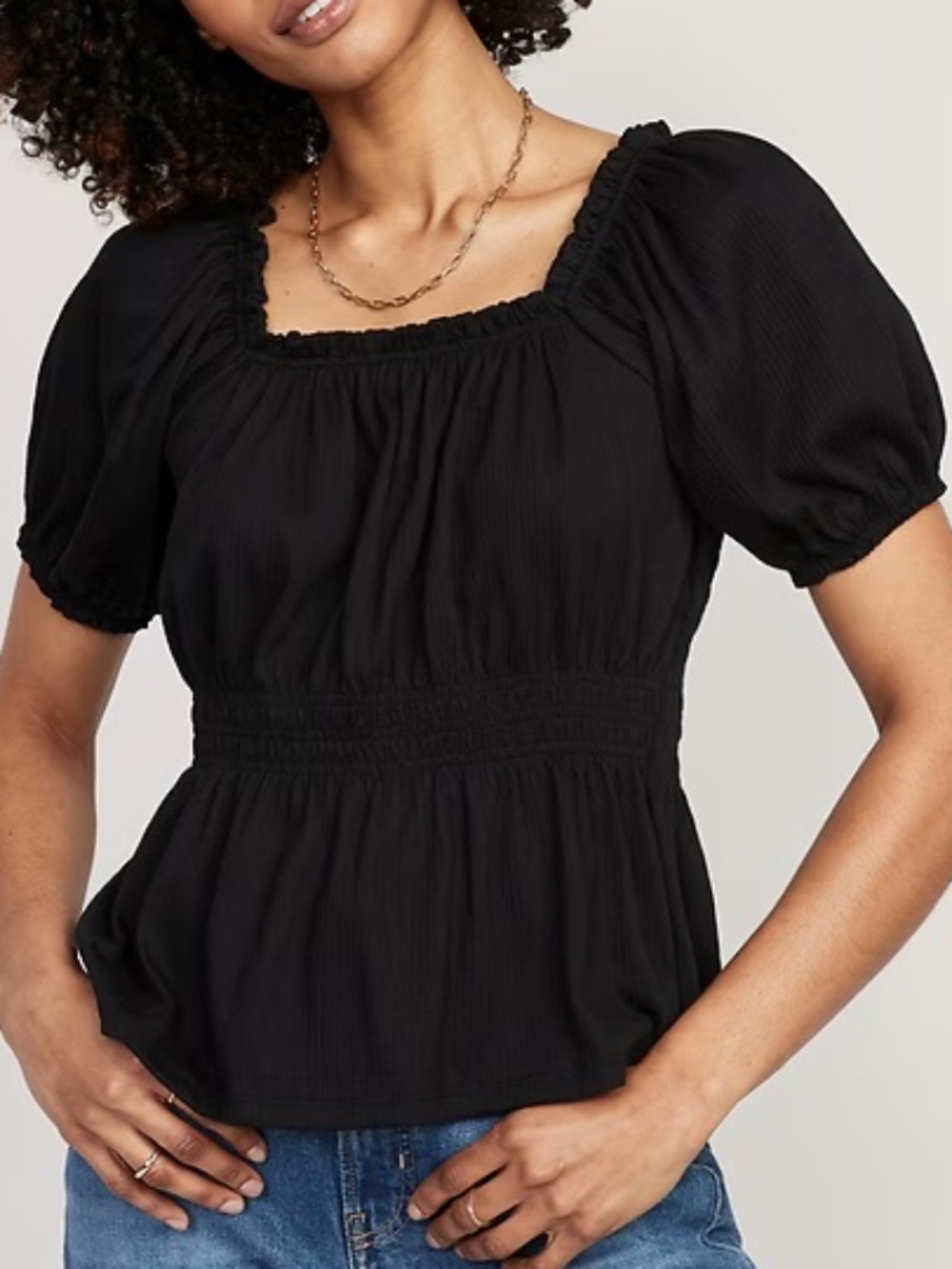 Puff sleeve babydoll top